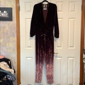 NWOT young fabulous & broke velvet ombré jumpsuit
